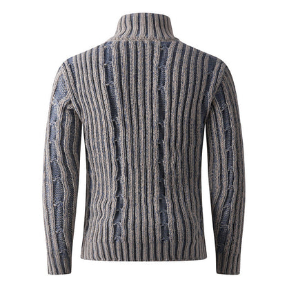 Herren Strickjacke Hochkragen Zopfmuster Elegant