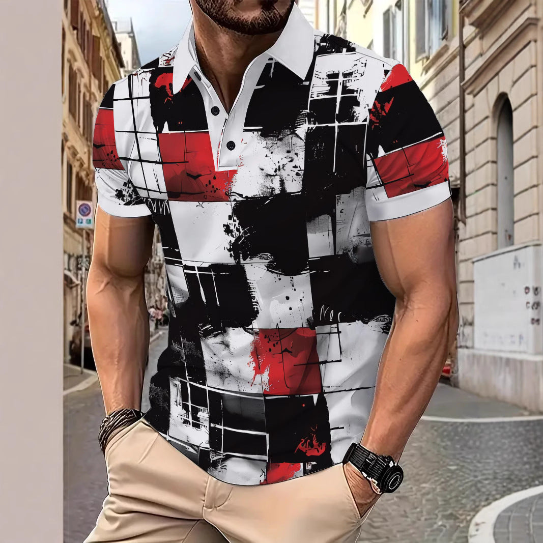 Herren Poloshirt Modern Grafik Design Berlin Style - BerlinGlamour
