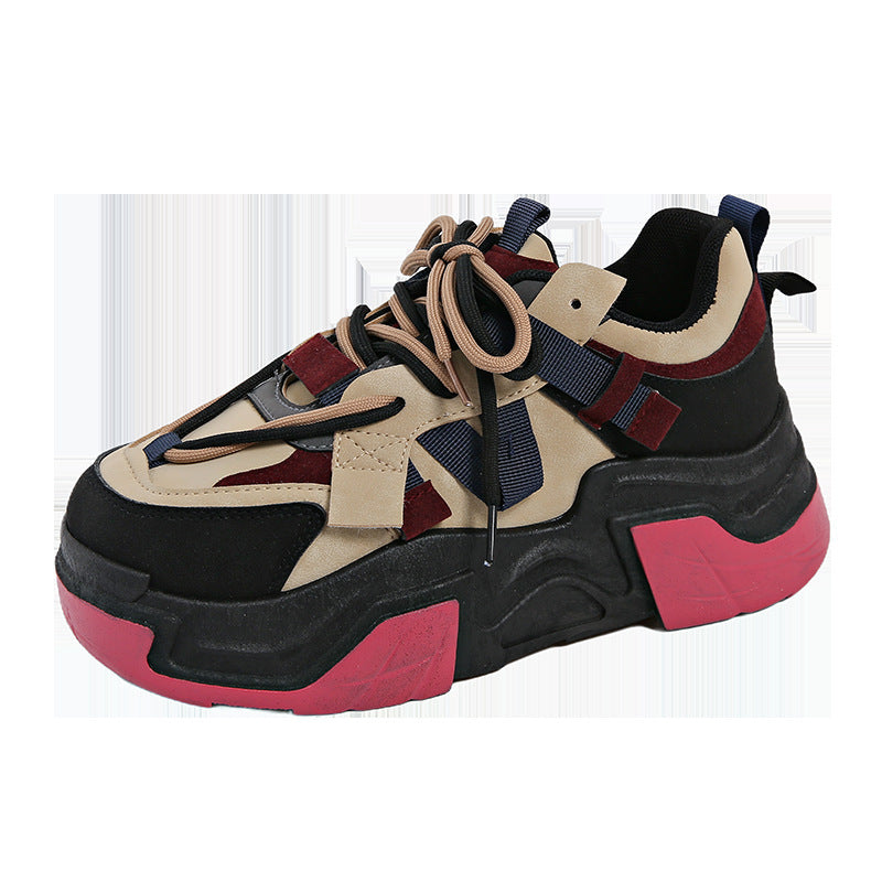 Damen Sneaker Sportlich Chunky Schnell Schnüren