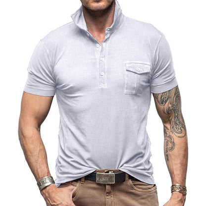 Herren Poloshirt Modern mit Brustfach und Stehkragen