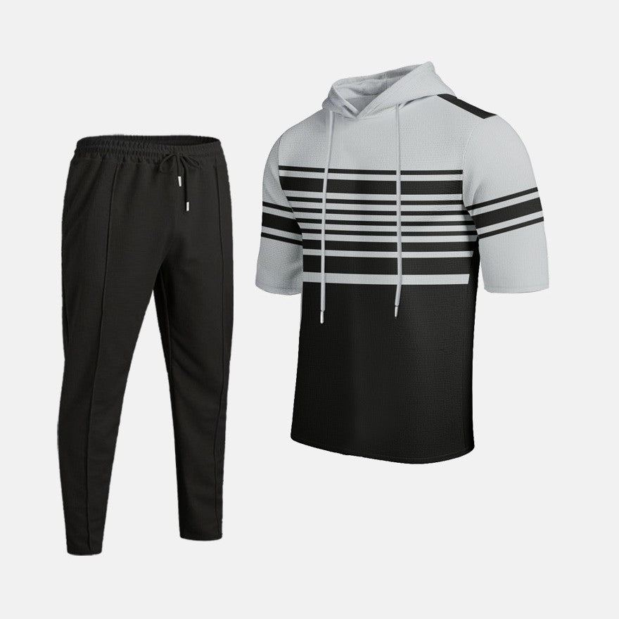 Herren Hoodie Sportlich mit Streifenmuster und Joggerhosen