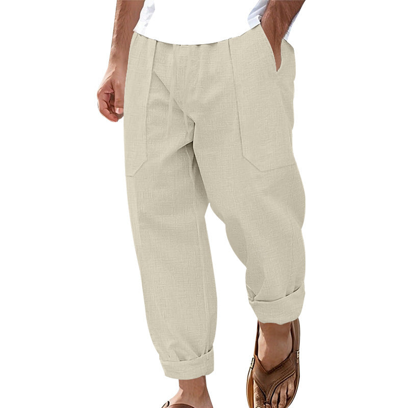 Bequeme Haremshose Herren Mit Verstellbarem Bund und Taschen