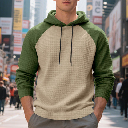Herren Kapuzenpullover Struktur Optik Farbblock