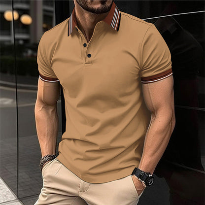 Herren Poloshirt Kurzarm Modern Kragen Kontrastdetails Eleganz