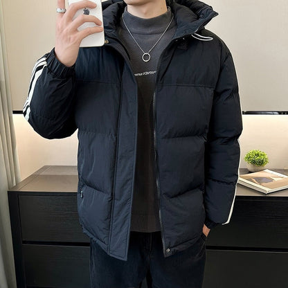 Herren Steppjacke Warm Verstellbare Kapuze Modern
