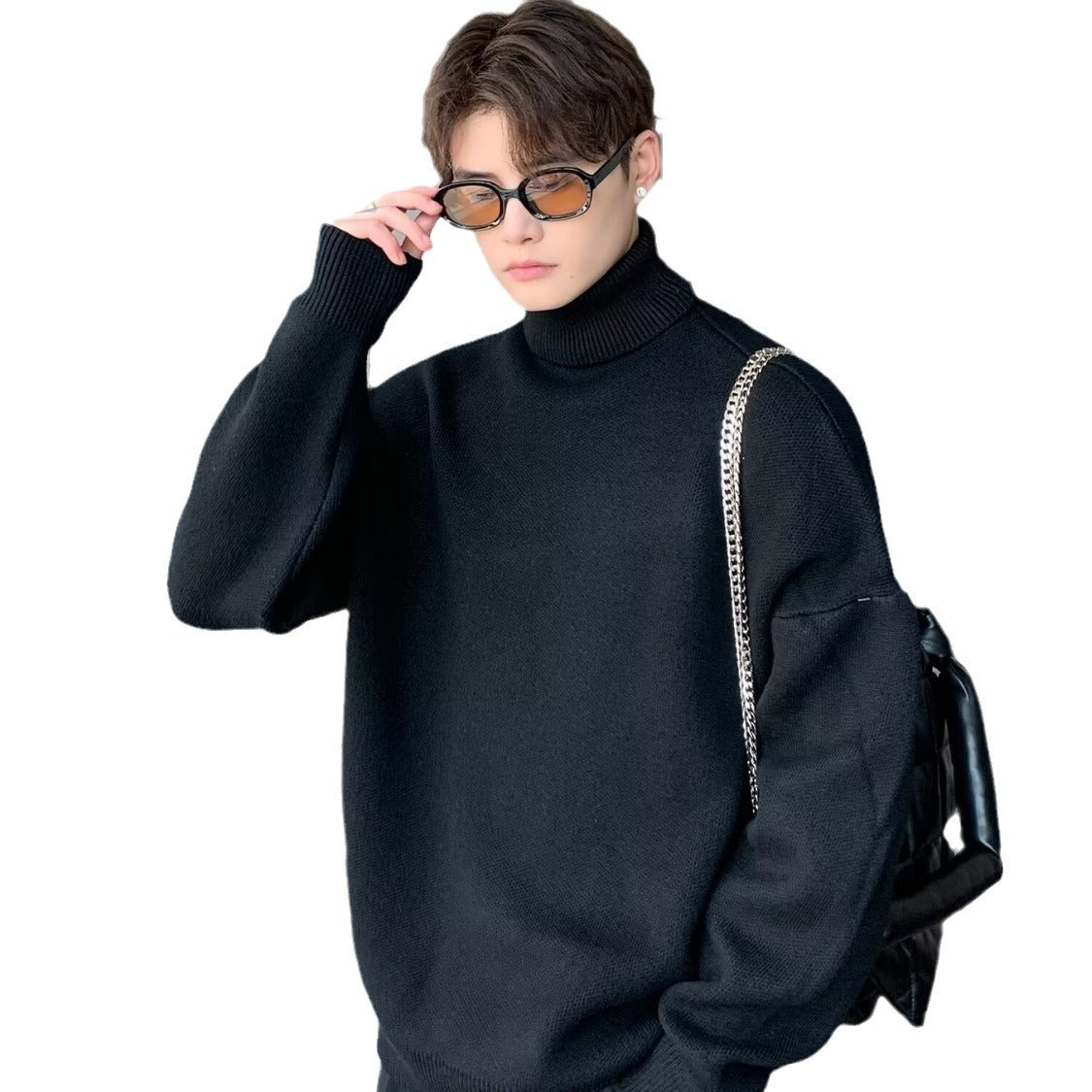 Herren Pullover Hochkragen Baumwolle Modern