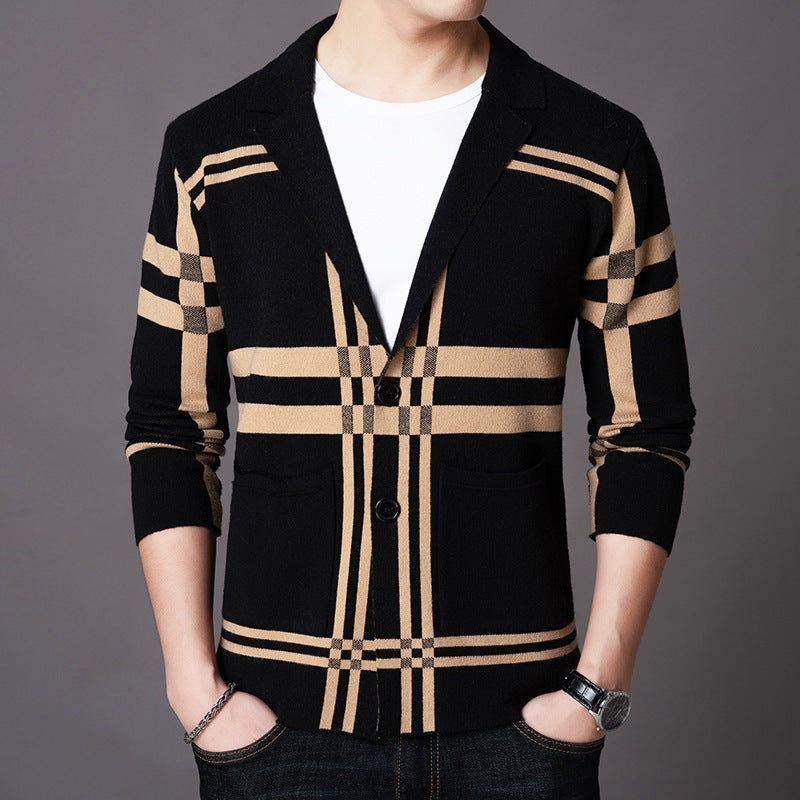 Herren Strickblazer Eleganter Karo Modern