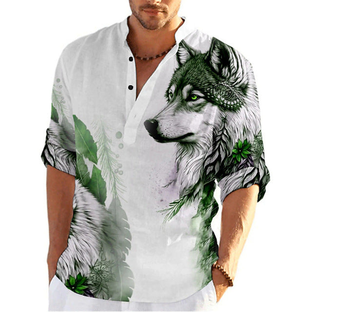 Männer Hemd Kurzarm Wolf Motiv Berlin Style