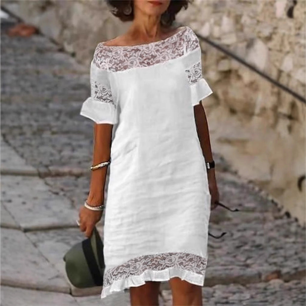 Sommerkleid Damen Leicht Spitzen Detail Modern - BerlinGlamour