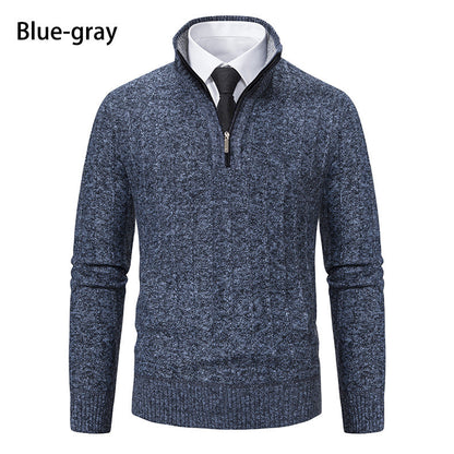 Herren Strickpullover Warm Mit Reißverschluss Taschen