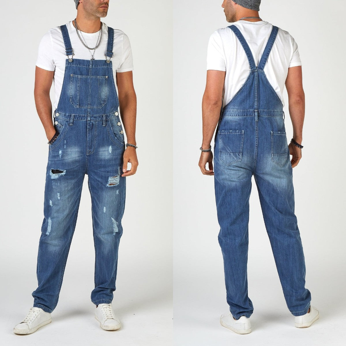 Herren Jeans Riss Hose Used Look Denim