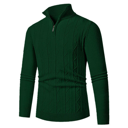 Herren Strickpullover mit Reißverschluss und Zopfmuster Modern