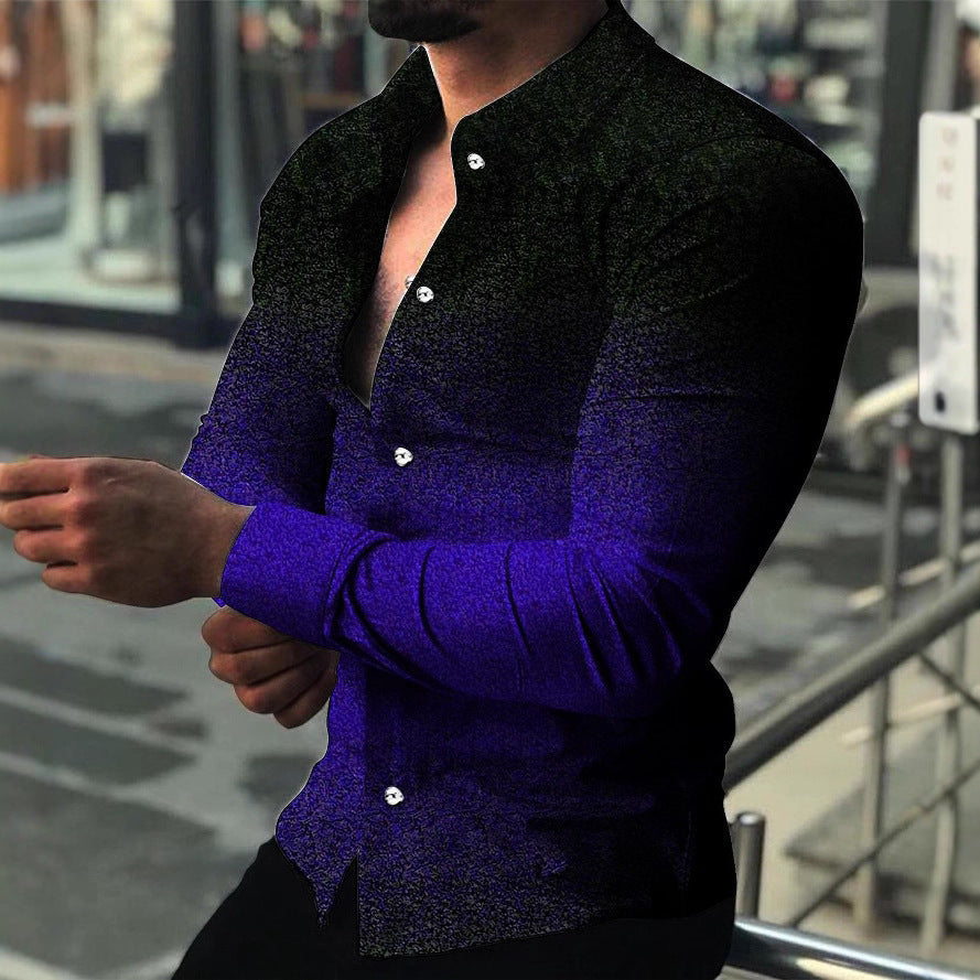 Herren Langarmhemd Farbverlauf Modern Edel Look - BerlinGlamour