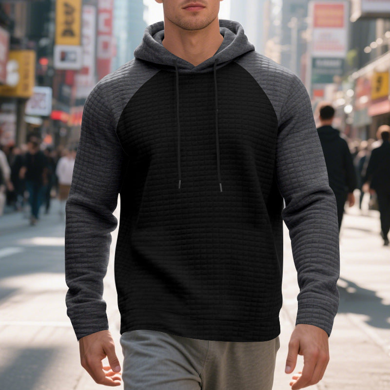 Herren Kapuzenpullover Struktur Optik Farbblock