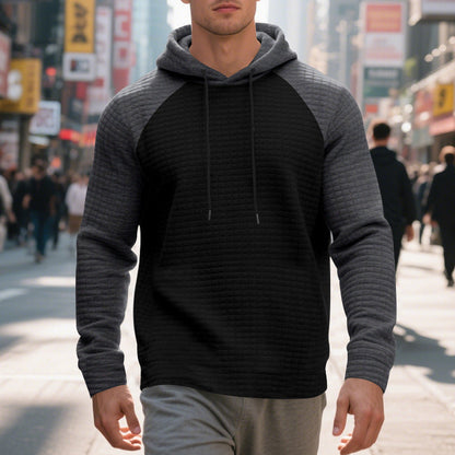 Herren Kapuzenpullover Struktur Optik Farbblock