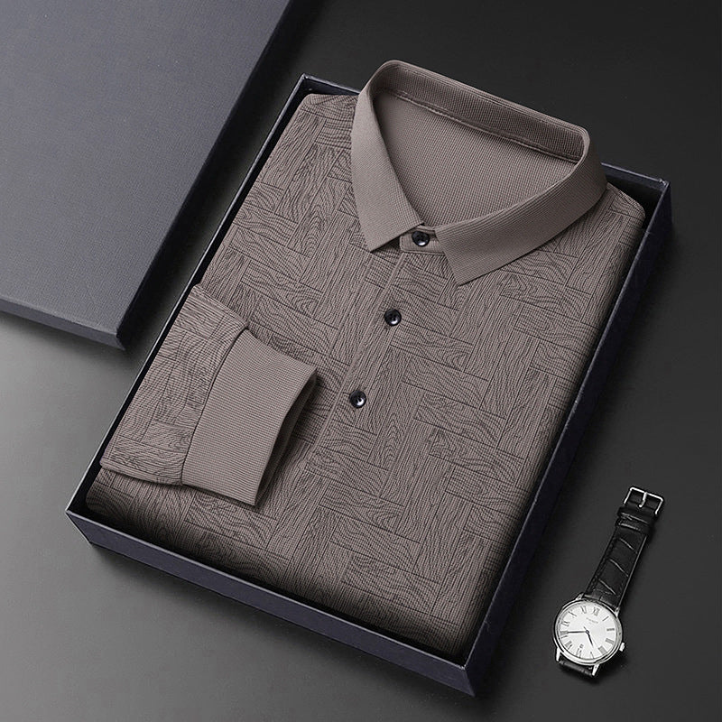 Herren Polohemd Modern mit Strukturdesign und Knöpfe Elegant