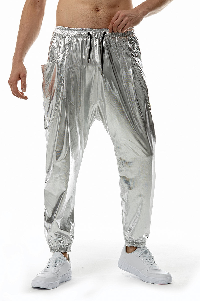 Herren Freizeithose Glänzend Elastisch Mit Seitentaschen