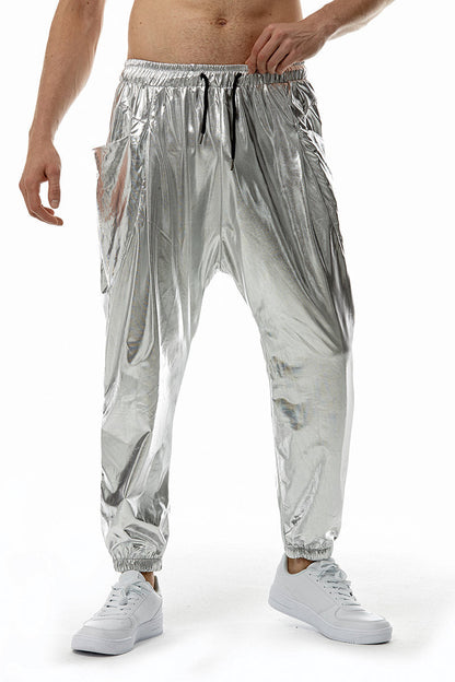 Herren Freizeithose Glänzend Elastisch Mit Seitentaschen