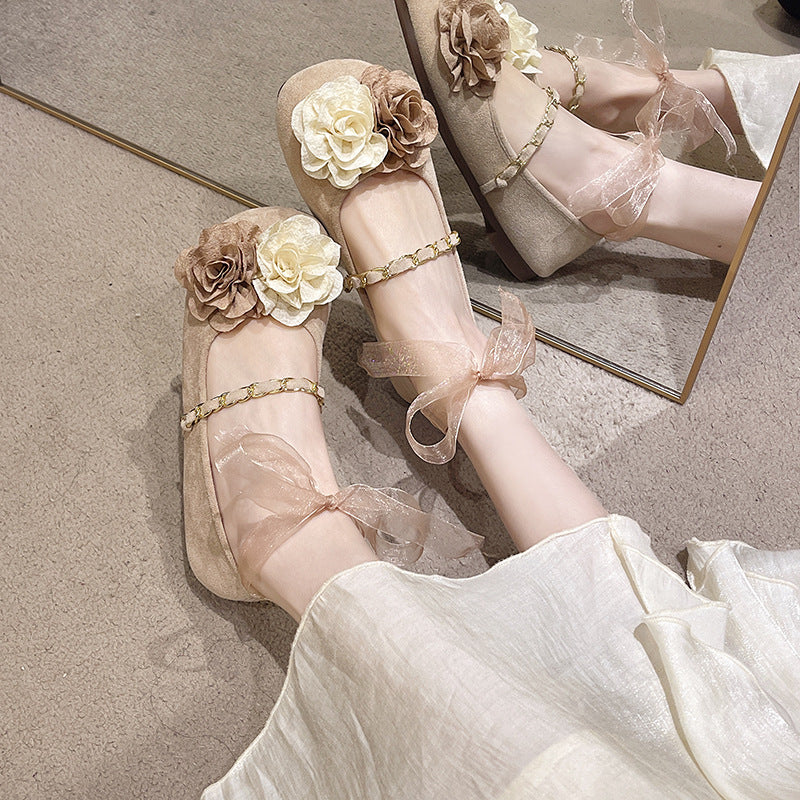 Damen Ballerinas Elegante Blumen Design