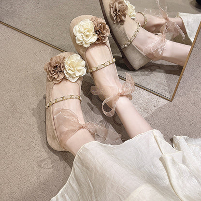 Damen Ballerinas Elegante Blumen Design