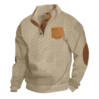 Herren Pullover Strick Modern mit Leder Details
