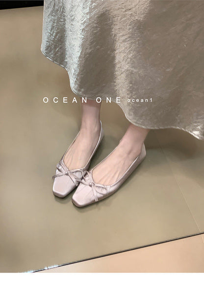 Elegante Damen Ballerinas mit Schleifendetail Schwarz