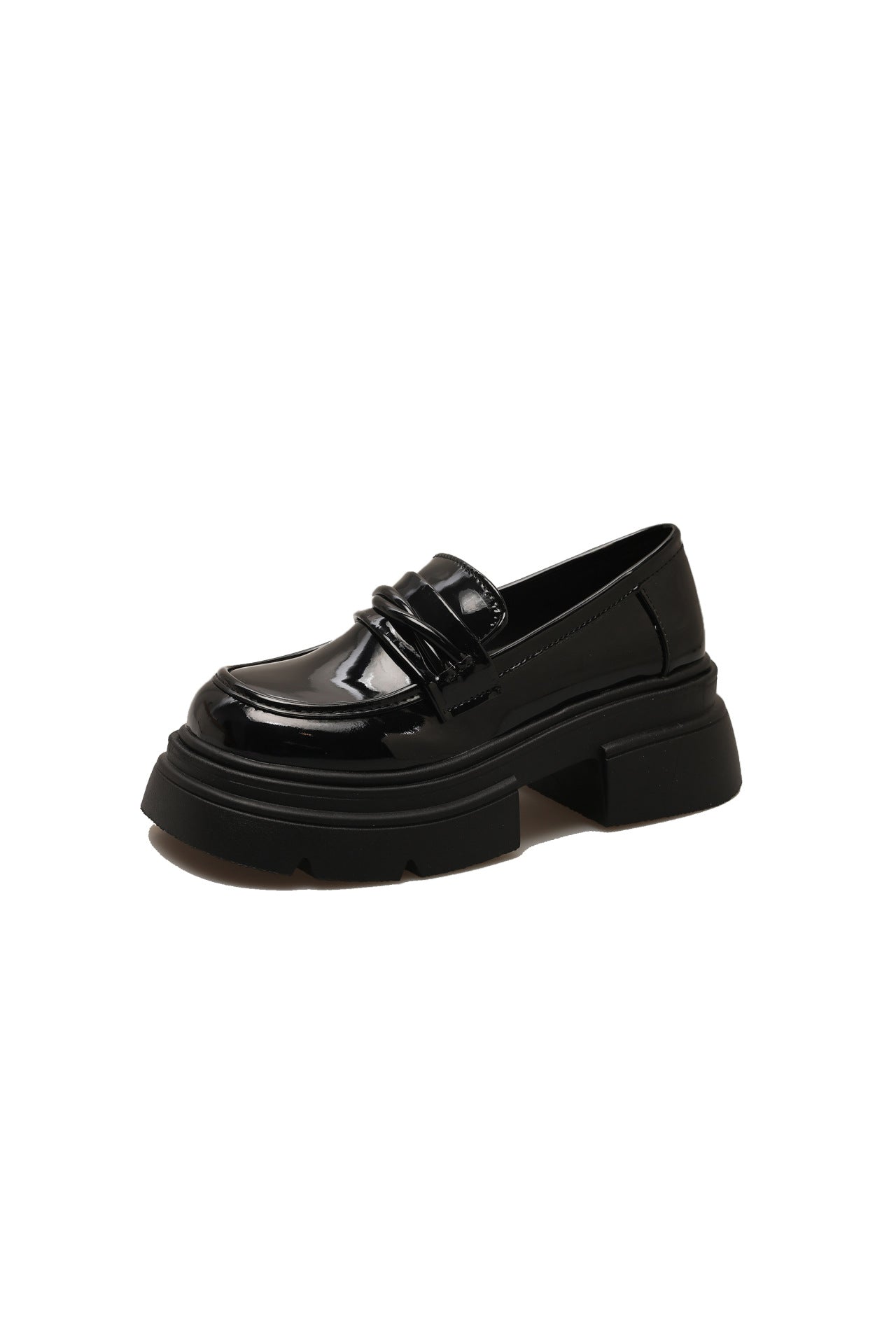 Damen Loafers Schuhe Glänzend Plateau Modisch