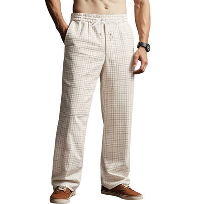 Herrenhose Elastisch Karomuster Freizeit Hose Bequem