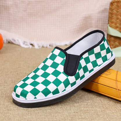 Damen Sneaker Karo Slip-On Comfort Schuhe