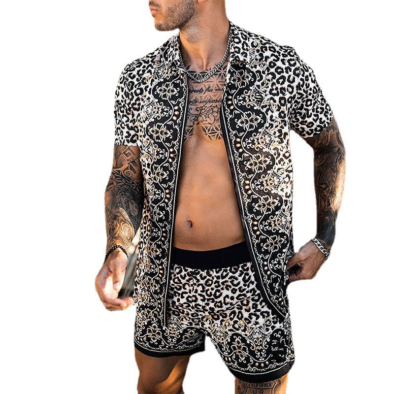Herren Kurzes SommerSet Tropical Print Modern