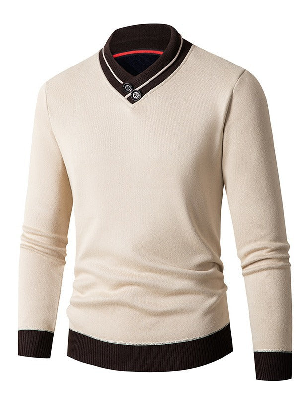 Herren Pullover Asymmetrisch Knopf Modisch Elegant