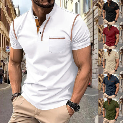 Herren Polo-Shirt Modern Struktur Knöpfe Slim-Fit - BerlinGlamour