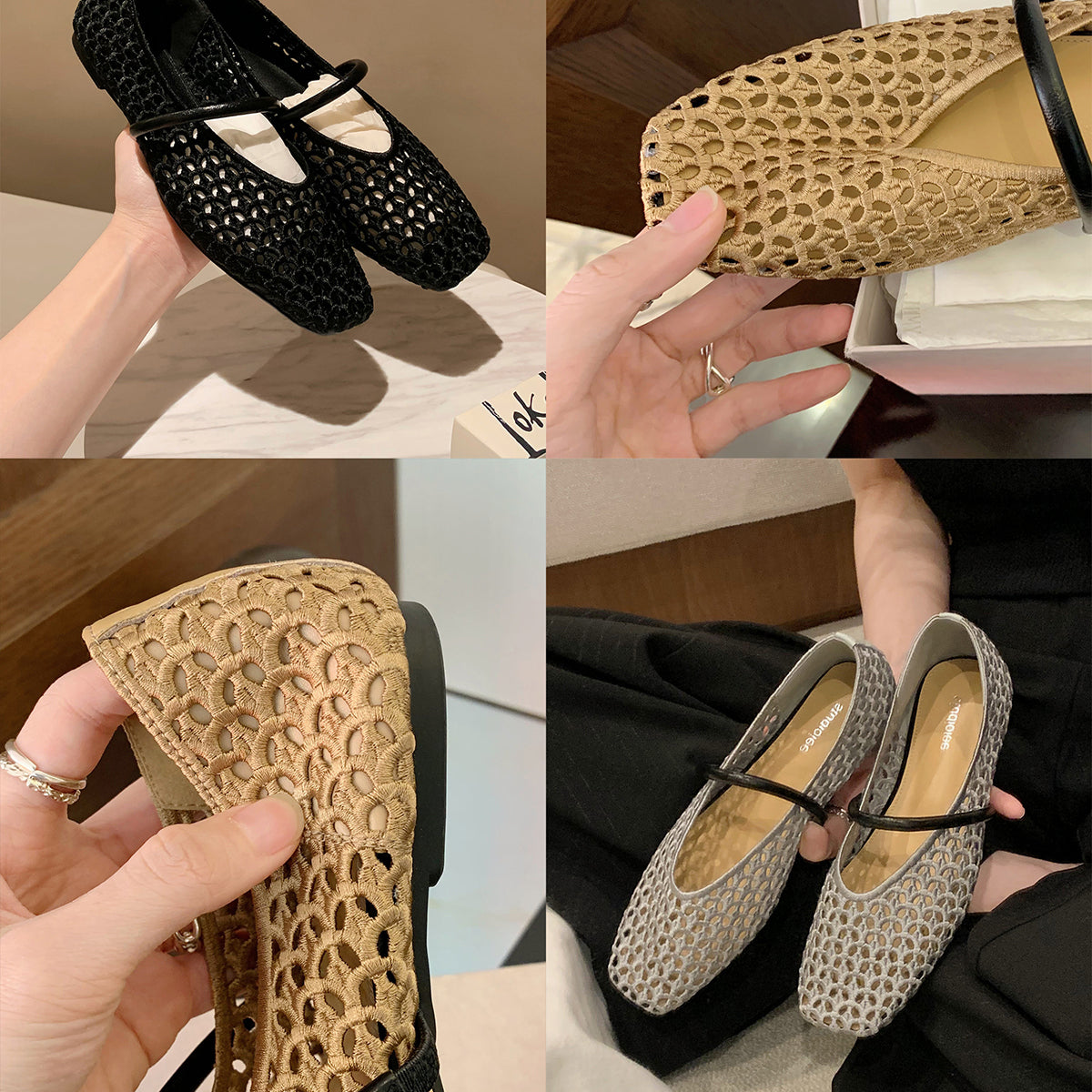 Damen Ballerinas Bequem Flexibel Strukturiert