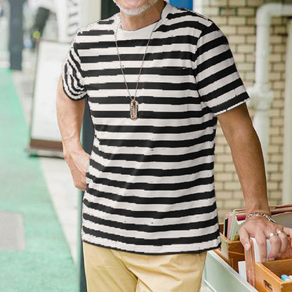 Herren T-Shirt Streifen klassisch mit Brusttasche Berlin Style