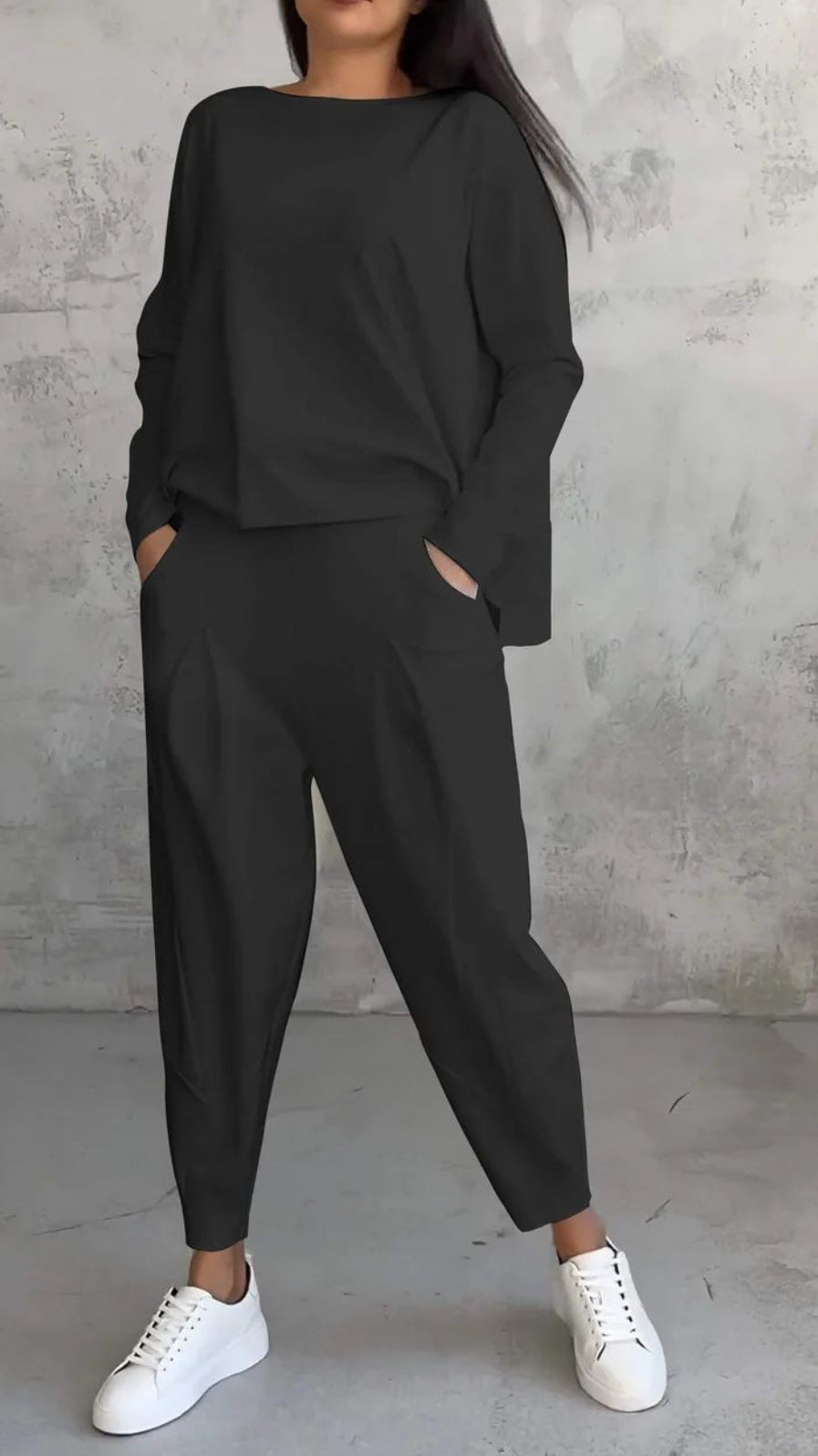 Damen Jogginganzug Bequem mit Taschen und Weiten Ärmeln