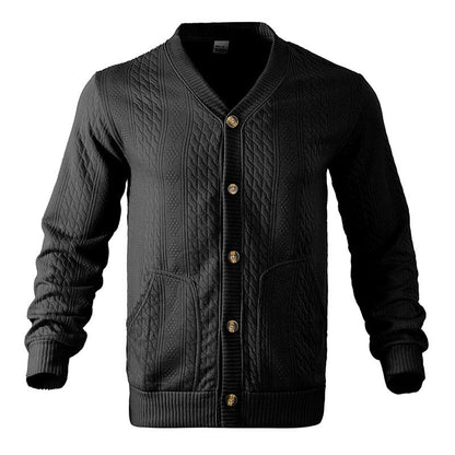 Herren Strickjacke V-Ausschnitt Mit Taschen Modern