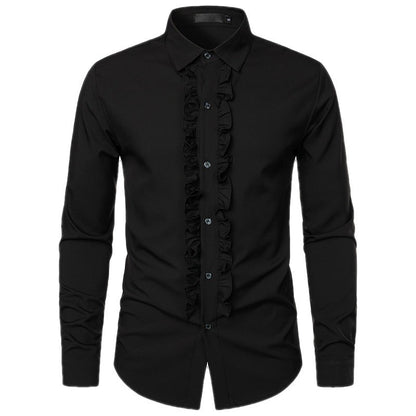 Elegantes Herrenhemd mit Rüschen Modern