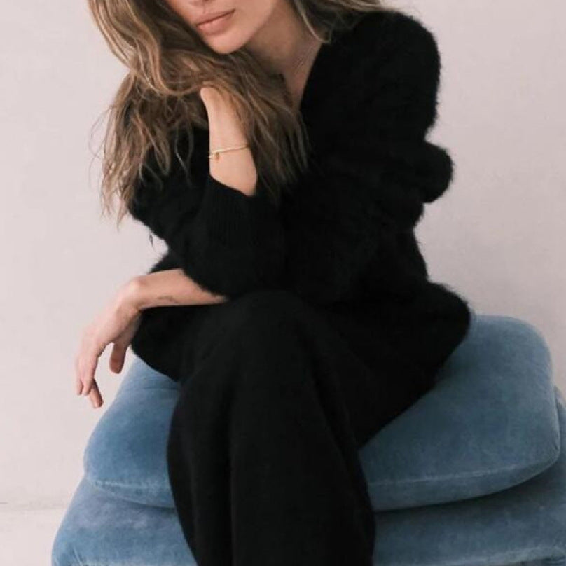 Damen Cardigan Kuschelig V-Ausschnitt Weich Warm