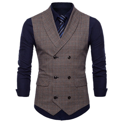 Herren elegante Karoblazer-Weste mit doppelter Knopfleiste und feiner Struktur BerlinGlamour