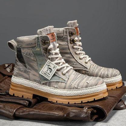 Damen Stiefel High-Top Sport Boots robust Denim Schwarz