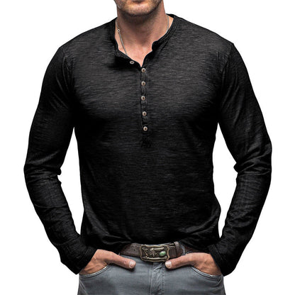 Herren Langarmshirt mit Knöpfen Elegant Berlin Style