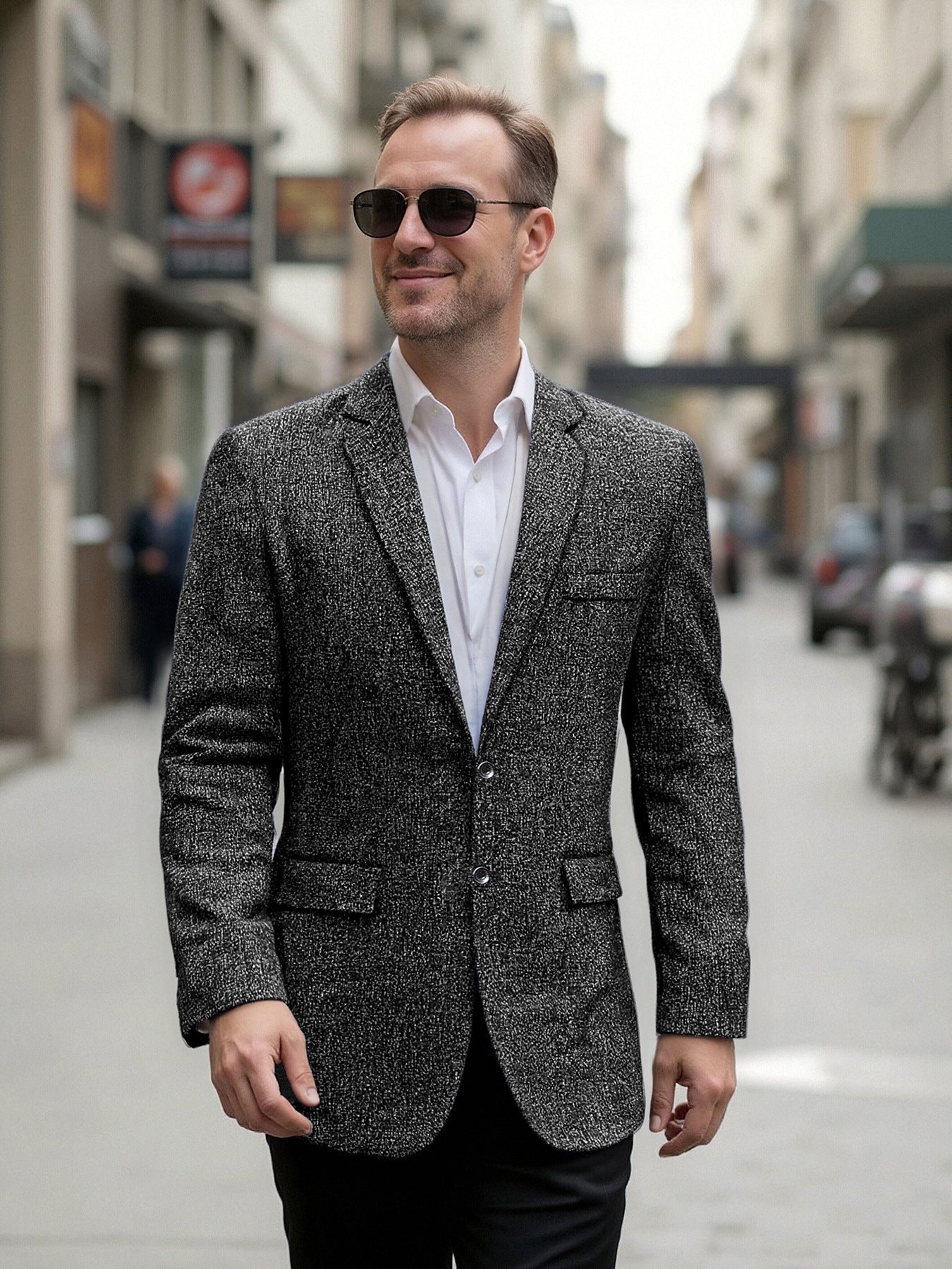 Herren Blazer Elegant Strukturiert Freizeitjacke Modern