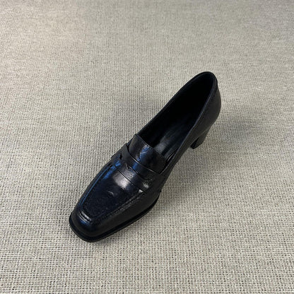 Damen Leder Loafers Elegant mit Riemen Schmuck
