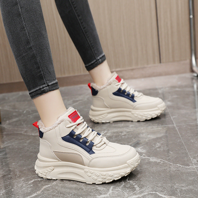 Damen Sneaker Hoch Hohe Sohle Kuschelig Komfortabel