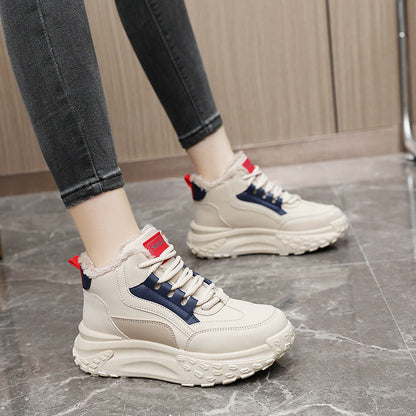 Damen Sneaker Hoch Hohe Sohle Kuschelig Komfortabel
