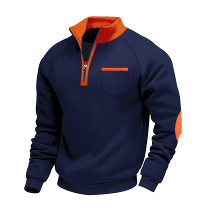 Herren Sweatshirt Mit Reißverschluss Brusttasche Sportlich