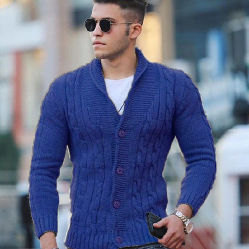 Herren Strickjacke Mit Zopfmuster Schalkragen Modern