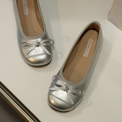 Damen Ballerina Schuhe Elegant Schleifen Detail