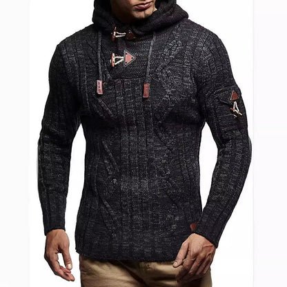 Herren Strickpullover Kapuze Hochwertig Warm