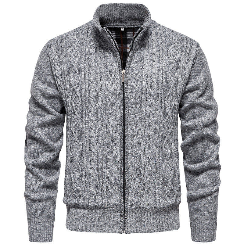 Herren Strickjacke Warm Highneck Reißverschluss